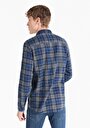 thumb-Afișați detalii pentru Cămașă Cu Gât În Carouri Cămașă Cu Mânecă Lungă Bleumarin Pentru Bărbați