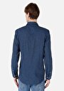 thumb-Afișați detalii pentru Cămașă Comfort Fit Decolteu Drept Bărbați Bleumarin Cămașă Cu Mânecă Lungă