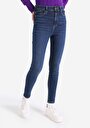 thumb-Afișați detalii pentru Skinny Fit Talie Talie Picior Îngust Blugi Indigo Închis Pentru Femei