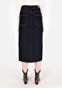thumb-Afișați detalii pentru Fusta Albastră Pentru Femei Slim Fit