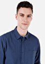 thumb-Afișați detalii pentru Cămașă Cu Gât Drept Cămașă Albastră Cu Mânecă Lungă Pentru Bărbați