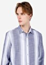 thumb-Afișați detalii pentru Cămașă Cu Dungi Cămașă Cu Mânecă Lungă Bleumarin Pentru Bărbați