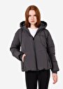 thumb-Afișați detalii pentru Palton Antracit Pentru Femei Cu Glugă Cu Glugă Regular Fit