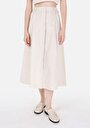thumb-Afișați detalii pentru Fusta Midi Fusta Ecru Pentru Femei Cu Nasturi Drepți