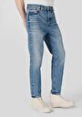 thumb-Afișați detalii pentru Regular Tapered Fit Mid Waist Slim Leg Blugi Din Denim Pentru Bărbați