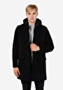 thumb-Afișați detalii pentru Palton Negru Pentru Bărbați Regular Fit