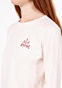 thumb-Afișați detalii pentru Tricou Cu Maneca Lunga De Dama Ecru Regular Fit  Cl1071891
