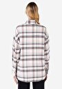 thumb-Afișați detalii pentru Cămașă Regular Fit Gât În Carouri Cămașă Albă Cu Mânecă Lungă Pentru Femei