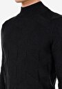 thumb-Afișați detalii pentru Pulover Slim Fit Turtle Neck Jacquard Pentru Bărbați Antracit