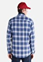 thumb-Afișați detalii pentru Cămașă Cu Gât În Carouri Cămașă Albastră Cu Mânecă Lungă Pentru Bărbați