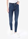 thumb-Afișați detalii pentru Skinny Fit Mid Waist Narrow Leg Blugi İndigo Pentru Femei
