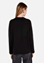 thumb-Afișați detalii pentru Regular Fit Round Neck Tricou Negru Cu Mânecă Lungă Pentru Femei