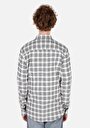 thumb-Afișați detalii pentru Cămașă Slim Fit Gât În Carouri Cămașă Cu Mânecă Lungă Ecru Pentru Bărbați