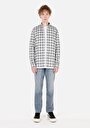 thumb-Afișați detalii pentru Cămașă Slim Fit Gât În Carouri Cămașă Cu Mânecă Lungă Ecru Pentru Bărbați