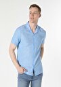 thumb-Afișați detalii pentru Camasa Cu Maneca Scurta De Barbati Albastru Regular Fit  Cl1048299