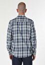 thumb-Afișați detalii pentru Cămașă Slim Fit Gât În Carouri Cămașă Albastră Cu Mânecă Lungă Pentru Bărbați