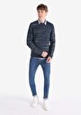 thumb-Afișați detalii pentru Pulover Regular Fit Round Neck Jacquard Bleumarin Pentru Bărbați