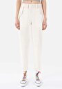 thumb-Afișați detalii pentru Baggy Fit Talie Talie Pantaloni Drept Pantaloni Ecru Pentru Femei
