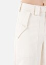 thumb-Afișați detalii pentru Baggy Fit Talie Talie Pantaloni Drept Pantaloni Ecru Pentru Femei