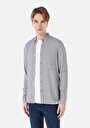 thumb-Afișați detalii pentru Cămașă Slim Fit Cămașă Cu Mânecă Lungă Gri Pentru Bărbați