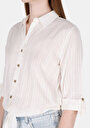 thumb-Afișați detalii pentru Cămașă Regular Fit Neck Drept Cămașă Albă Roll-Up Pentru Femei