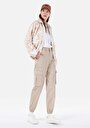 thumb-Afișați detalii pentru Regular Fit Talie Talie Picior Îngust Pantaloni Bej Pentru Femei