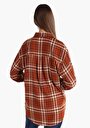 thumb-Afișați detalii pentru Cămașă Cu Gât În Carouri Cămașă Maro Cu Mânecă Lungă Pentru Femei