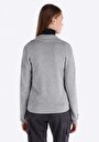 thumb-Afișați detalii pentru Regular Fit Fermoar Drept Gri Tricou Cu Mânecă Lungă Pentru Femei