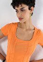 thumb-Afișați detalii pentru Slim Fit Tricou Cu Mânecă Scurtă Portocalie Pentru Femei