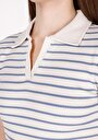 thumb-Afișați detalii pentru Slim Fit Polo Collar Striped Tricou Albastru Cu Mânecă Scurtă Pentru Femei
