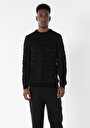 thumb-Afișați detalii pentru Pulover Negru Pentru Bărbați Regular Fit Round Neck Jacquard