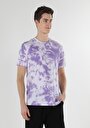 thumb-Afișați detalii pentru Confort Fit Round Neck Imprimat Purple Tricou Cu Mânecă Scurtă Pentru Bărbați