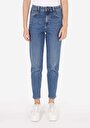 thumb-Afișați detalii pentru Mom Fit Slim Leg Blugi İndigo Pentru Femei