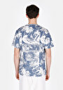 thumb-Afișați detalii pentru Comfort Fit Round Collar Imprimat Tricou Albastru Cu Mânecă Scurtă Pentru Bărbați