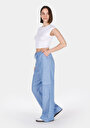 thumb-Afișați detalii pentru Regular Fit Talie Înaltă Picior Larg Pentru Femei Pantaloni Albaștri