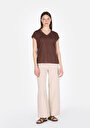 thumb-Afișați detalii pentru Tricou Cu Maneca Scurta De Dama Maro Regular Fit  Cl1074594
