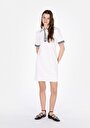 thumb-Afișați detalii pentru Rochie Albă Cu Mânecă Scurtă Pentru Femei Regular Fit