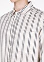 thumb-Afișați detalii pentru Cămașă Cu Dungi Cămașă Cu Mânecă Lungă Ecru Pentru Bărbați