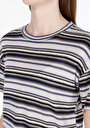 thumb-Afișați detalii pentru Regular Fit Round Collar Striped Tricou Cu Mânecă Scurtă Multicolor Pentru Femei