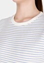 thumb-Afișați detalii pentru Regular Fit Round Neck Striped Tricou Alb Cu Mânecă Scurtă Pentru Femei