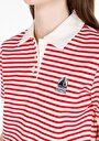 thumb-Afișați detalii pentru Regular Fit Polo Collar Striped Tricou Roșu Cu Mânecă Scurtă Pentru Femei