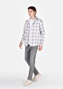 thumb-Afișați detalii pentru Cămașă Cu Gât În Carouri Cămașă Gri Cu Mânecă Lungă Pentru Bărbați