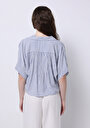 thumb-Afișați detalii pentru Cămașă Cu Dungi Cămașă Albastră Cu Mânecă Scurtă Pentru Femei