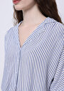 thumb-Afișați detalii pentru Cămașă Cu Dungi Cămașă Albastră Cu Mânecă Scurtă Pentru Femei