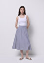thumb-Afișați detalii pentru Fustă Midi Cu Dungi Bleumarin Pentru Femei