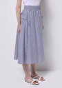 thumb-Afișați detalii pentru Fustă Midi Cu Dungi Bleumarin Pentru Femei
