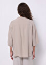 thumb-Afișați detalii pentru Cămașă Cu Croială Relaxată Drept Bej Pentru Femei Cămașă Cu Mânecă 3/4