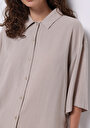 thumb-Afișați detalii pentru Cămașă Cu Croială Relaxată Drept Bej Pentru Femei Cămașă Cu Mânecă 3/4