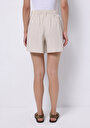 thumb-Afișați detalii pentru Regular Fit Rising Waist Straight Pantaloni Scurți Bej Pentru Femei