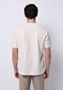 thumb-Afișați detalii pentru Comfort Fit Round Neck Drept Tricou Cu Mânecă Scurtă Ecru Pentru Bărbați
